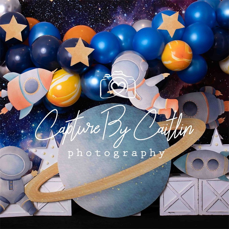 Kate Birthday Outer Space Balloon Backdrop Designed by Caitlin Lynch - Kate Backdrop AU
