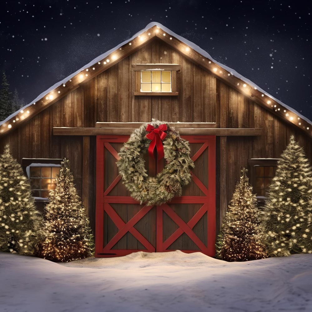 Kate Christmas Outdoor Snow House Backdrop for Photography - Kate Backdrop AU