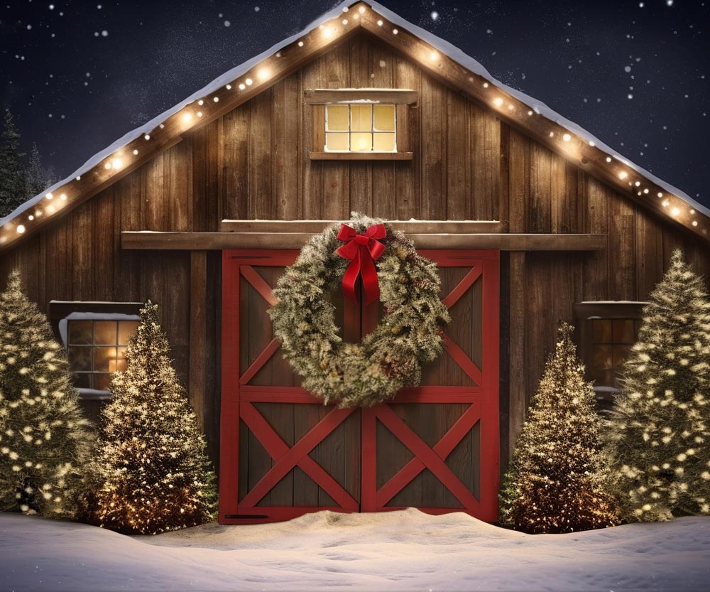 Kate Christmas Outdoor Snow House Backdrop for Photography - Kate Backdrop AU