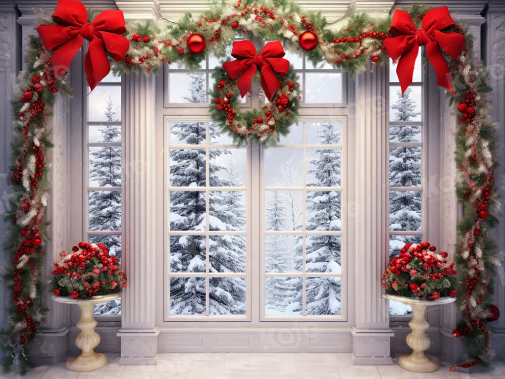 Kate Christmas Wreath Snow Door Backdrop Designed by Emetselch