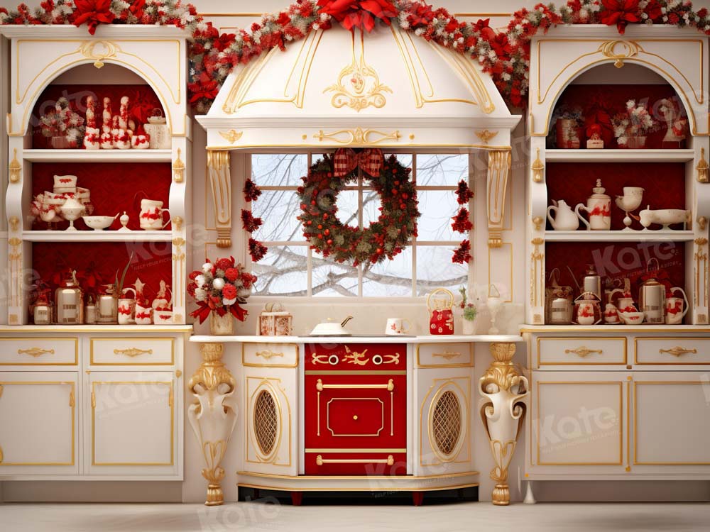 Kate Christmas White Kitchen Shelf Backdrop Designed by Emetselch - Kate Backdrop AU