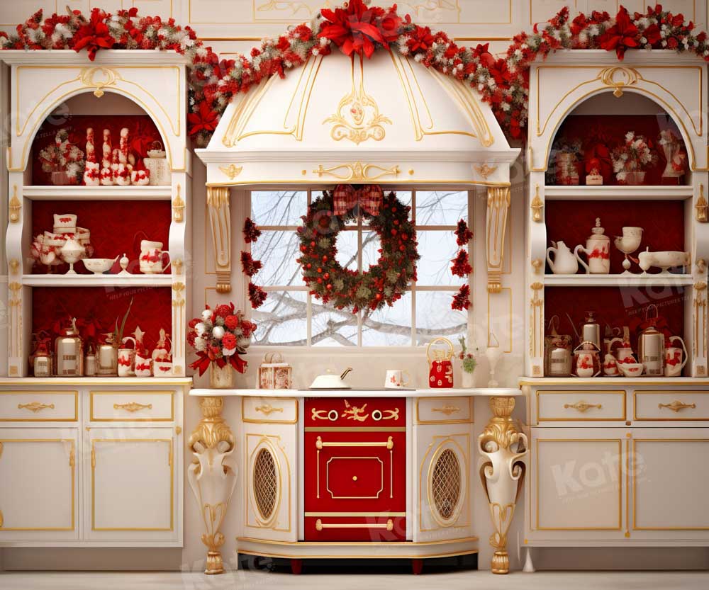 Kate Christmas White Kitchen Shelf Backdrop Designed by Emetselch - Kate Backdrop AU