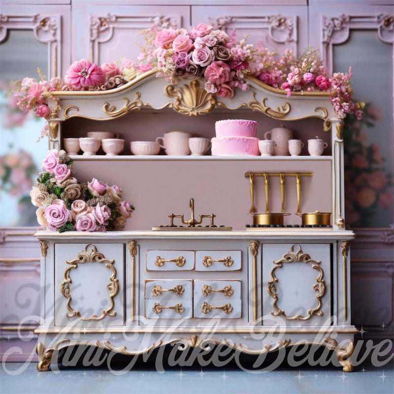 Kate Valentine Dollhouse Kitchen Room Backdrop Designed by Mini MakeBelieve - Kate Backdrop AU