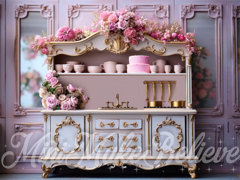 Kate Valentine Dollhouse Kitchen Room Backdrop Designed by Mini MakeBelieve - Kate Backdrop AU