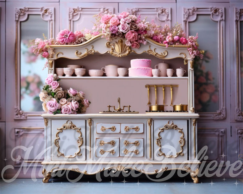 Kate Valentine Dollhouse Kitchen Room Backdrop Designed by Mini MakeBelieve - Kate Backdrop AU