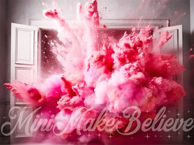 Kate Valentine Gender Reveal Pink Smoke Backdrop Designed by Mini MakeBelieve