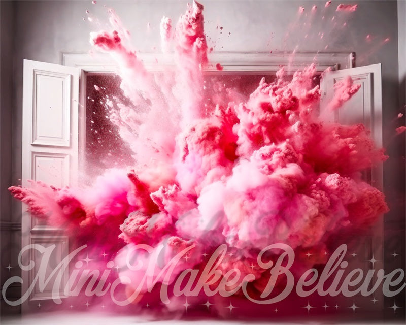 Kate Valentine Gender Reveal Pink Smoke Backdrop Designed by Mini MakeBelieve