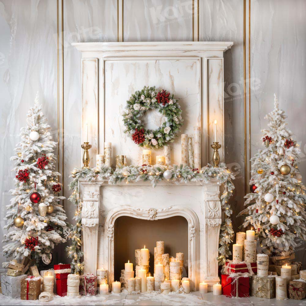 Kate Christmas Tree White Candle Holder Backdrop Designed by Chain Photography