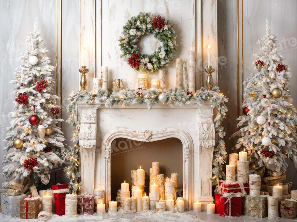 Kate Christmas Tree White Candle Holder Backdrop Designed by Chain Photography