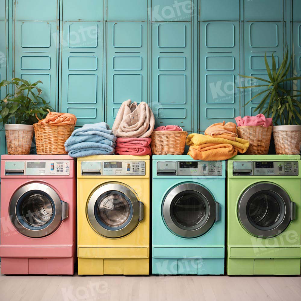 Kate Laundry Day Colorful Washing Machine Backdrop Designed by Chain Photography