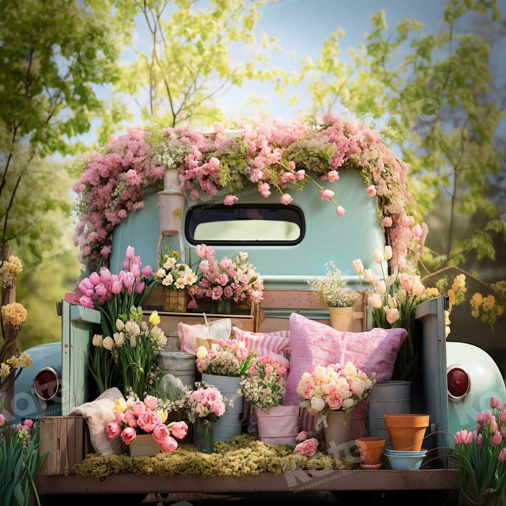 Kate Spring Flower Easter Truck Backdrop Designed by Emetselch