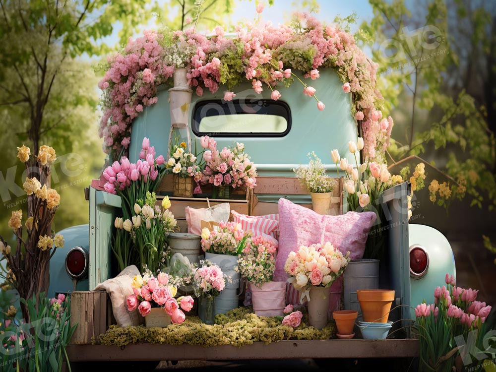Kate Spring Flower Easter Truck Backdrop Designed by Emetselch