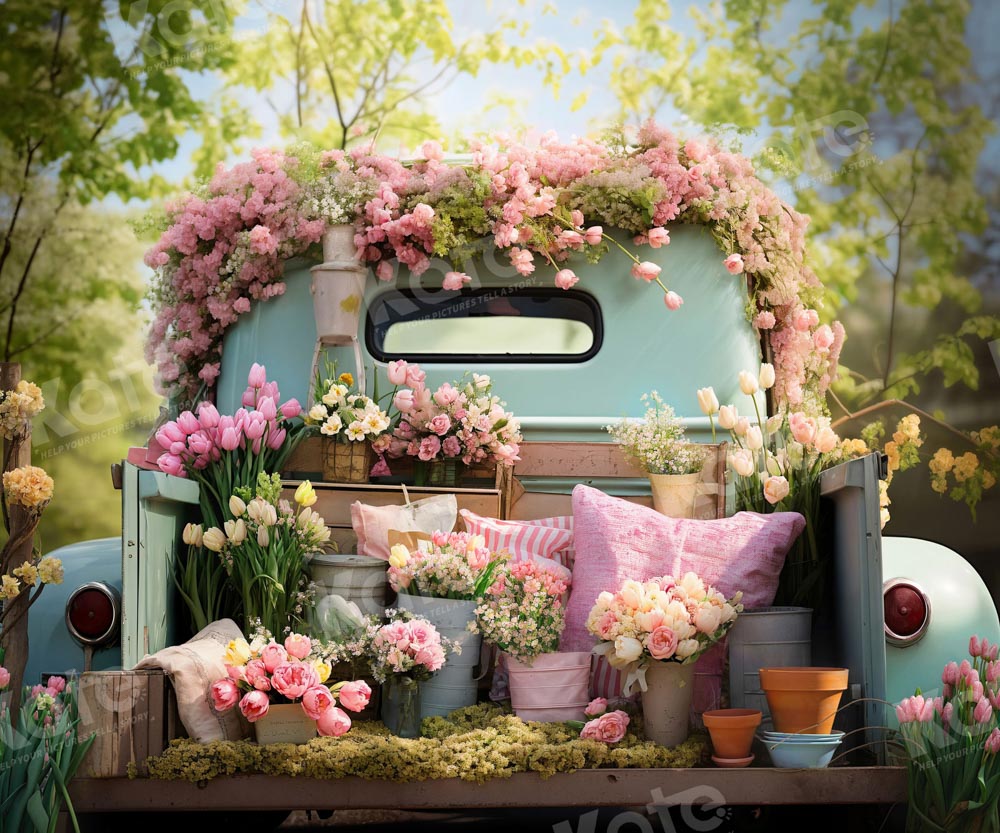 Kate Spring Flower Easter Truck Backdrop Designed by Emetselch
