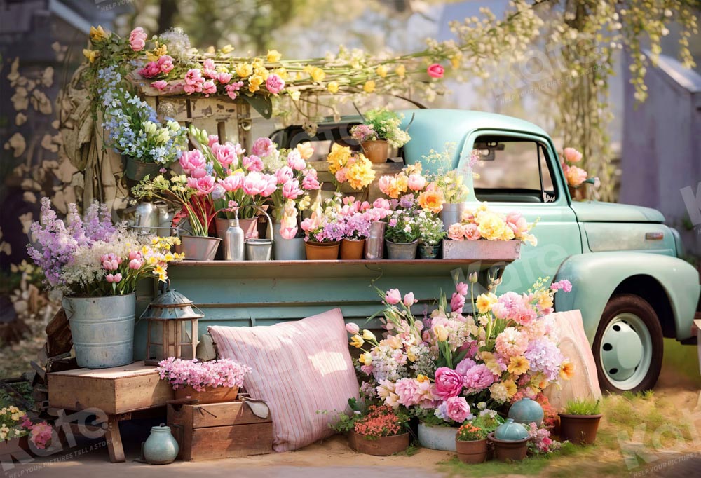 Kate Spring Flower Truck Backdrop Designed by Emetselch - Kate Backdrop AU