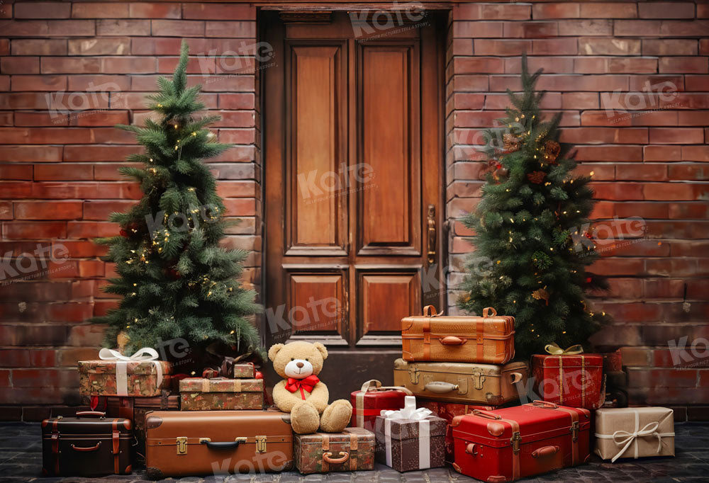 Kate Christmas Tree Gift Wooden Door Backdrop Designed by Emetselch - Kate Backdrop AU