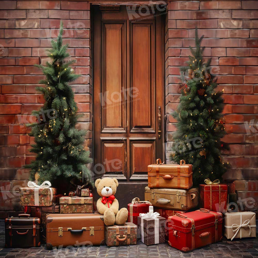 Kate Christmas Tree Gift Wooden Door Backdrop Designed by Emetselch - Kate Backdrop AU