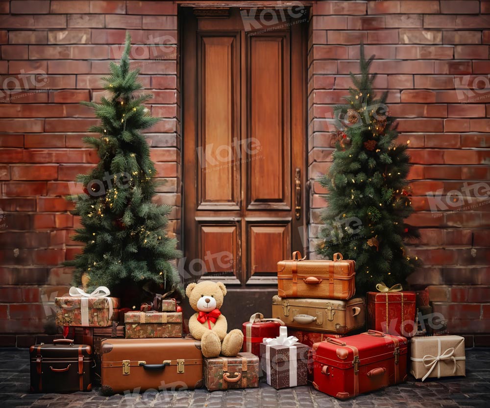 Kate Christmas Tree Gift Wooden Door Backdrop Designed by Emetselch - Kate Backdrop AU