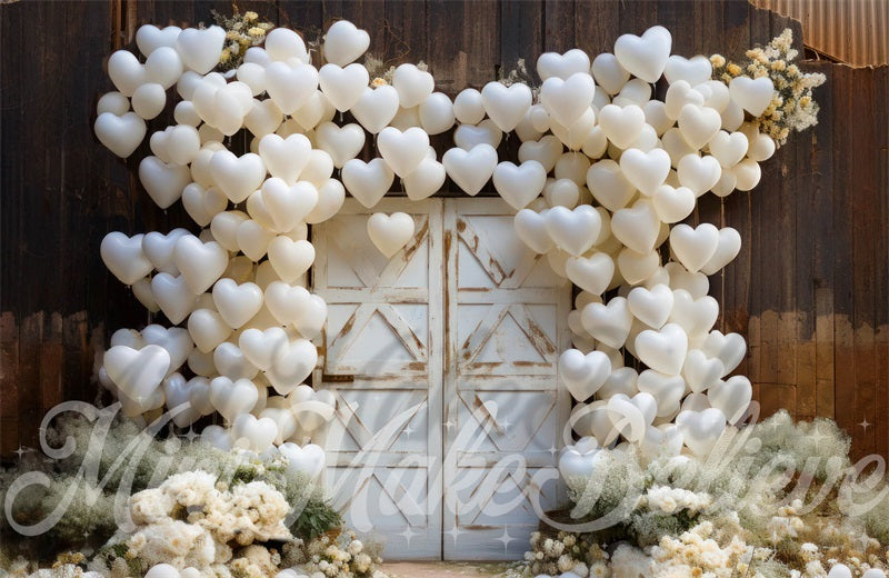 Kate Valentine Barn Door Hearts Backdrop Designed by Mini MakeBelieve