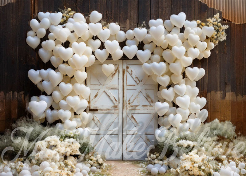 Kate Valentine Barn Door Hearts Backdrop Designed by Mini MakeBelieve