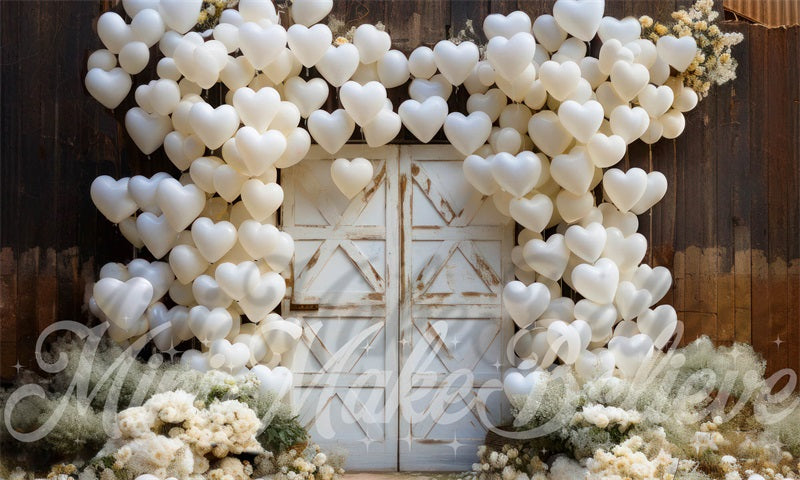 Kate Valentine Barn Door Hearts Backdrop Designed by Mini MakeBelieve