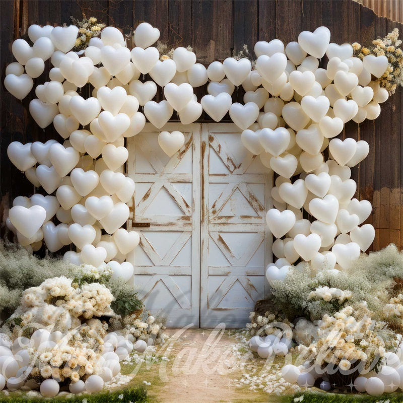 Kate Valentine Barn Door Hearts Backdrop Designed by Mini MakeBelieve