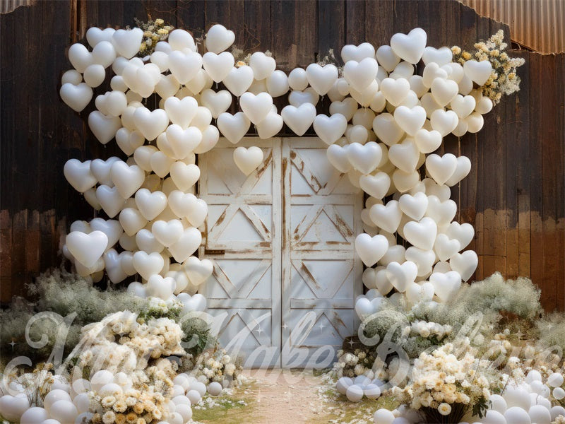 Kate Valentine Barn Door Hearts Backdrop Designed by Mini MakeBelieve