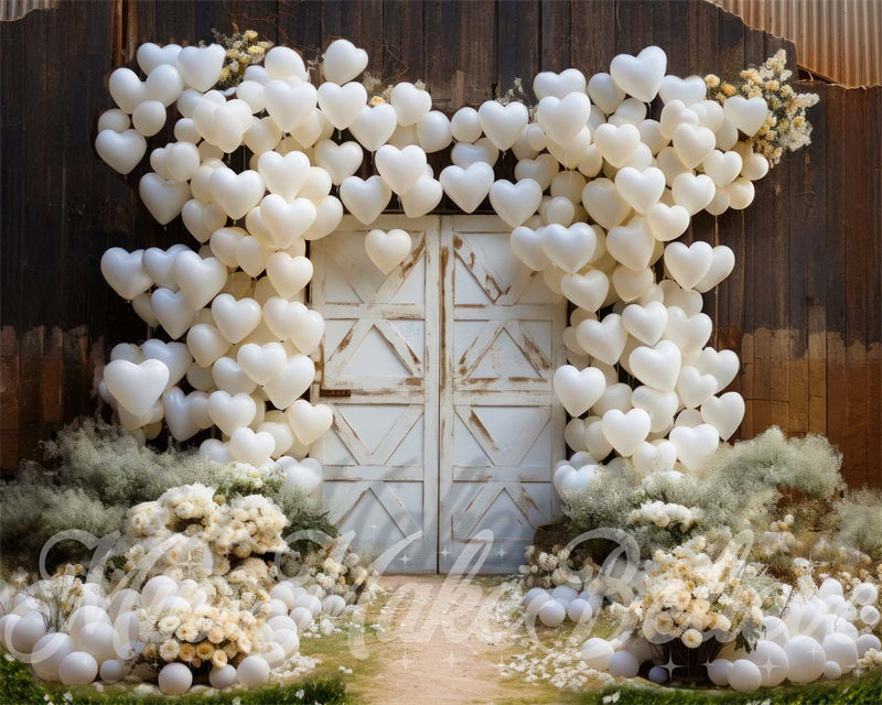 Kate Valentine Barn Door Hearts Backdrop Designed by Mini MakeBelieve