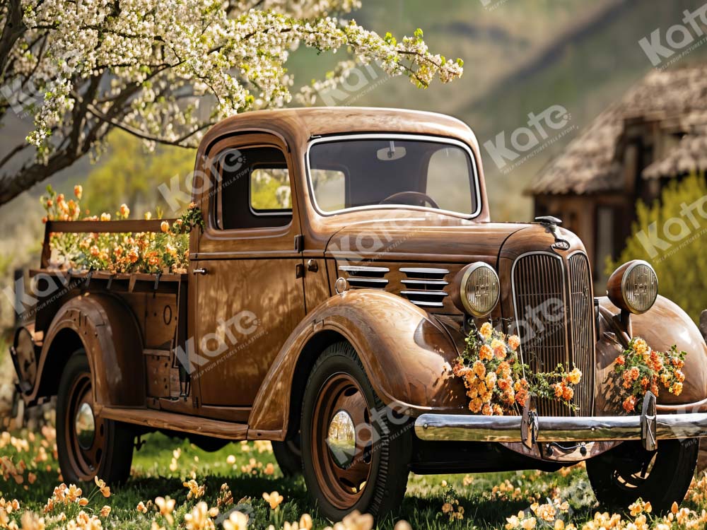 Kate Spring Retro Brown Truck Outdoors Backdrop Designed by Emetselch - Kate Backdrop AU