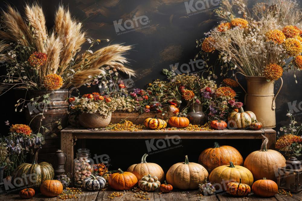 LONSALE Kate Art Fall Pumpkin Reed Backdrop Designed by Emetselch - Kate Backdrop AU