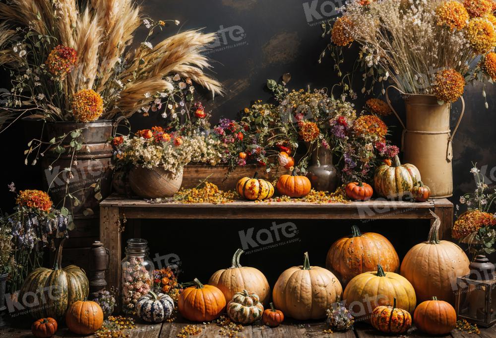 Kate Art Fall Pumpkin Reed Backdrop Designed by Emetselch - Kate Backdrop AU