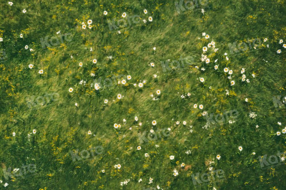 Kate White Flowers Grass Backdrop Designed by Kate Image