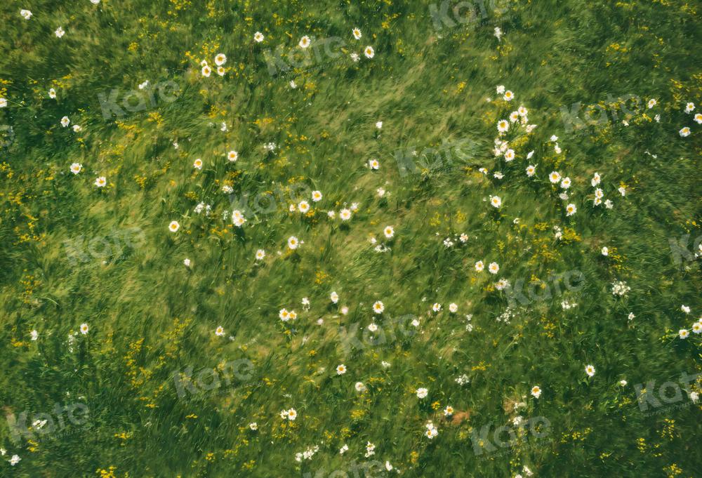 Kate White Flowers Grass Backdrop Designed by Kate Image