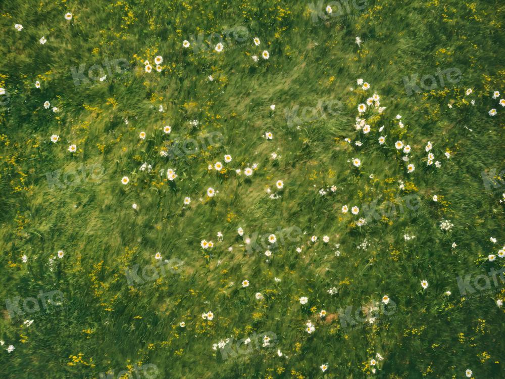 Kate White Flowers Grass Backdrop Designed by Kate Image - Kate Backdrop AU