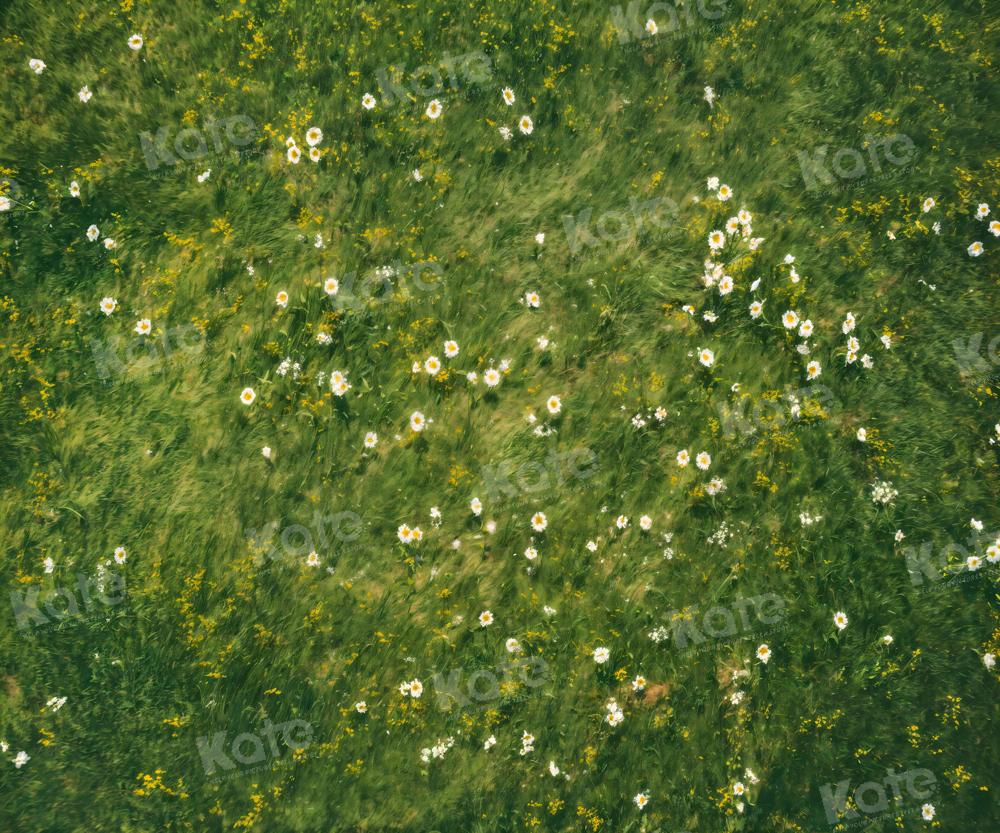 Kate White Flowers Grass Backdrop Designed by Kate Image