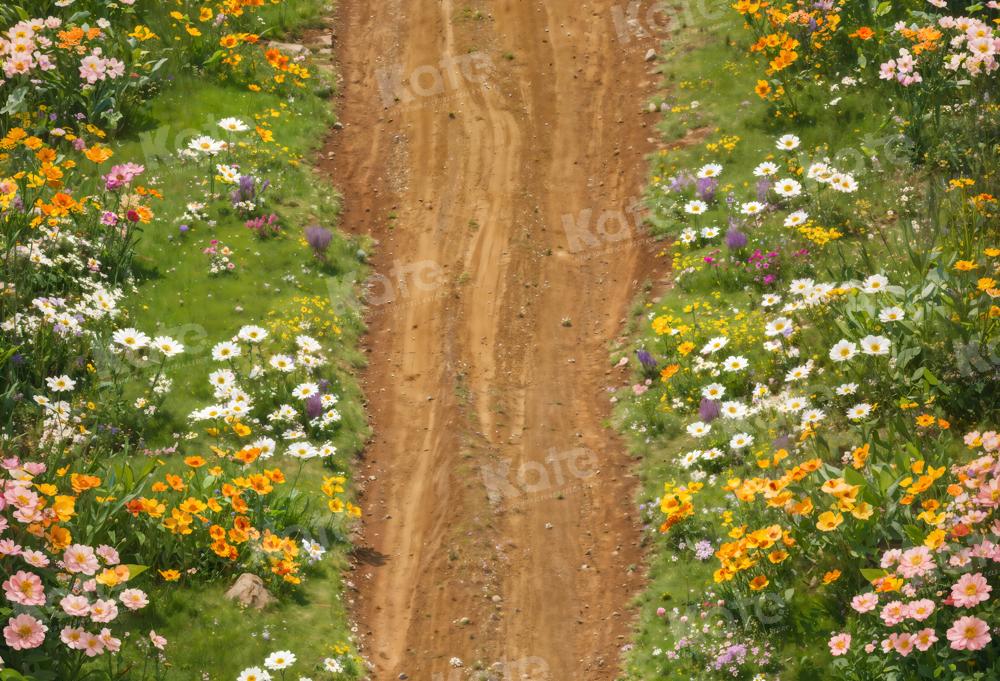 Kate Dirt Road with Spring Flowers Backdrop Designed by Kate Image