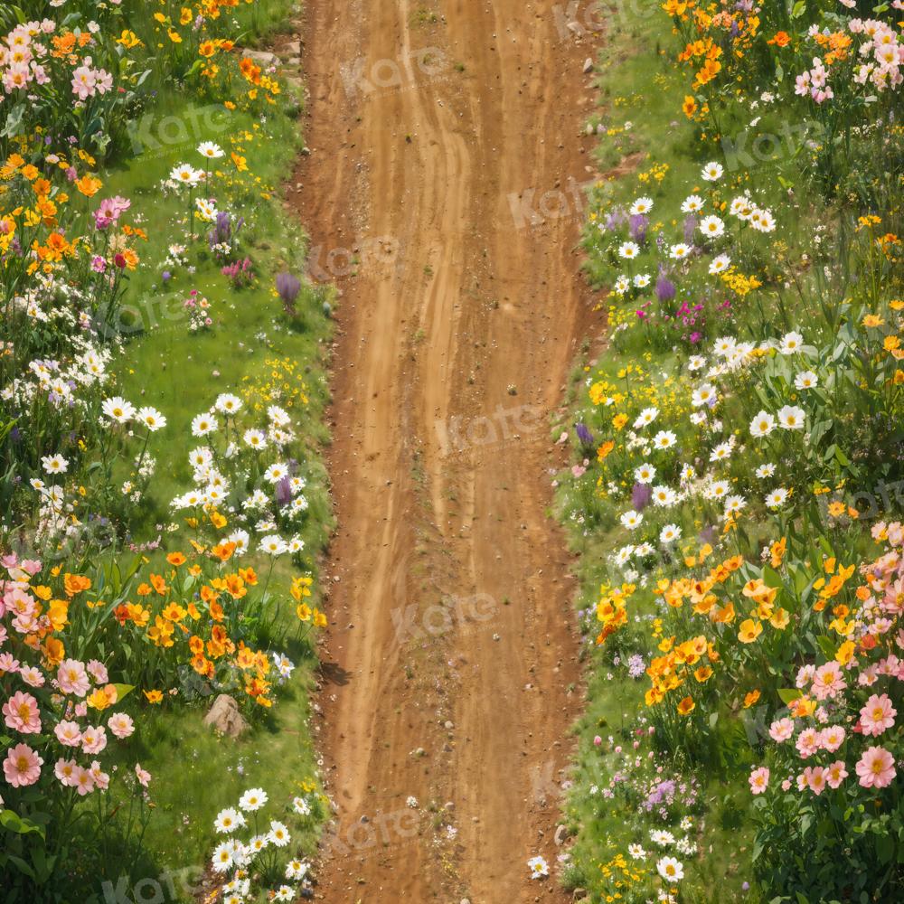 Kate Dirt Road with Spring Flowers Backdrop Designed by Kate Image