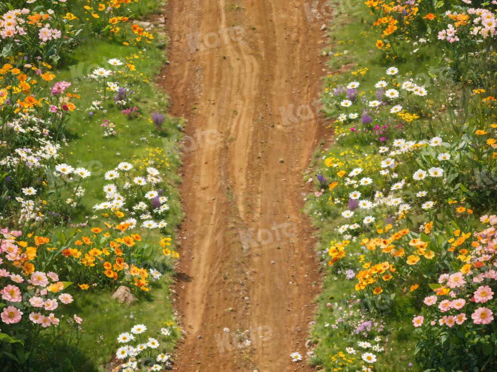 Kate Dirt Road with Spring Flowers Backdrop Designed by Kate Image