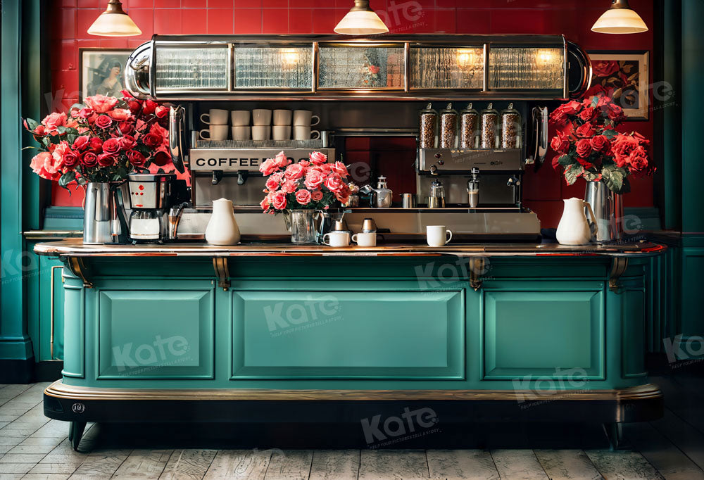 Kate Spring Retro Cafe Backdrop Metallic Flower Designed by Emetselch - Kate Backdrop AU