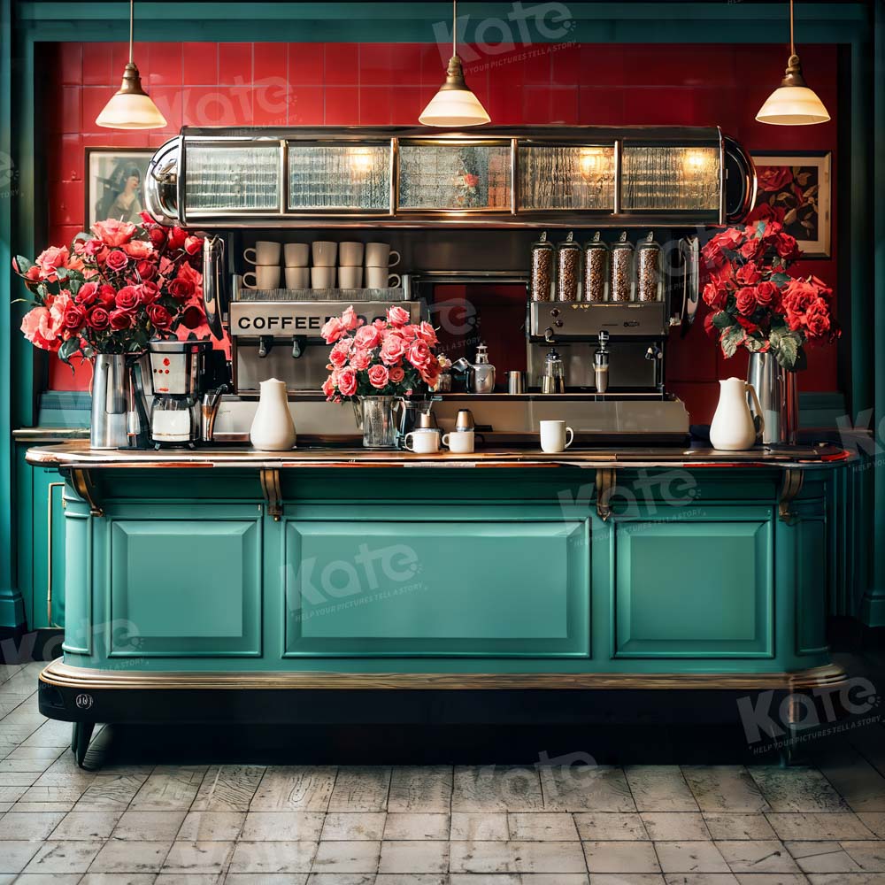 Kate Spring Retro Cafe Backdrop Metallic Flower Designed by Emetselch - Kate Backdrop AU