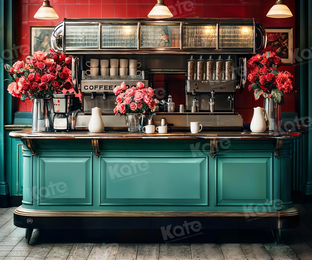 Kate Spring Retro Cafe Backdrop Metallic Flower Designed by Emetselch - Kate Backdrop AU