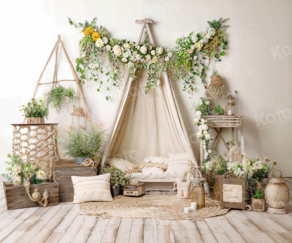 Kate Boho Green Plant Sofa Room Backdrop Designed by Emetselch - Kate Backdrop AU