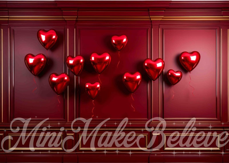 Kate Valentine Red Hearts Red Wall Backdrop Designed by Mini MakeBelieve