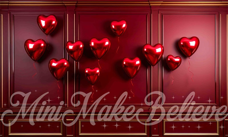 Kate Valentine Red Hearts Red Wall Backdrop Designed by Mini MakeBelieve