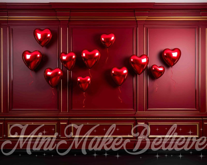 Kate Valentine Red Hearts Red Wall Backdrop Designed by Mini MakeBelieve