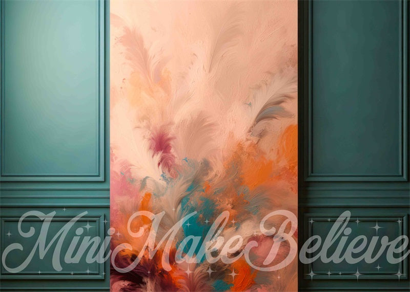 Kate Colorful Dualtone Painting Teal Wall Backdrop Designed by Mini MakeBelieve