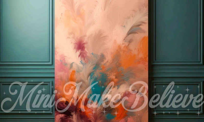 Kate Colorful Dualtone Painting Teal Wall Backdrop Designed by Mini MakeBelieve