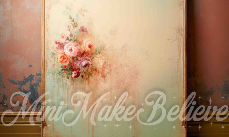 Kate Fine Art Dualtone Wall Trim Painted Roses Backdrop Designed by Mini MakeBelieve