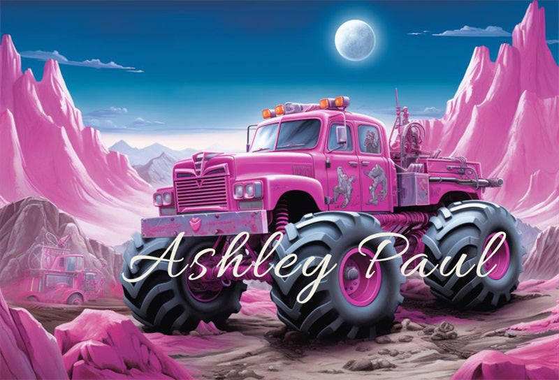 Kate Pink Hill Off-Road Vehicle Backdrop Designed by Ashley Paul - Kate Backdrop AU