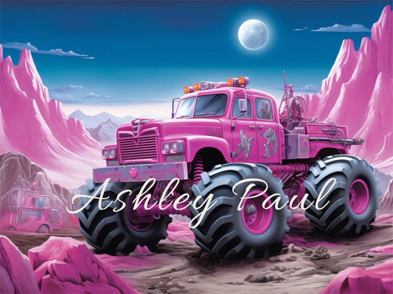 Kate Pink Hill Off-Road Vehicle Backdrop Designed by Ashley Paul - Kate Backdrop AU