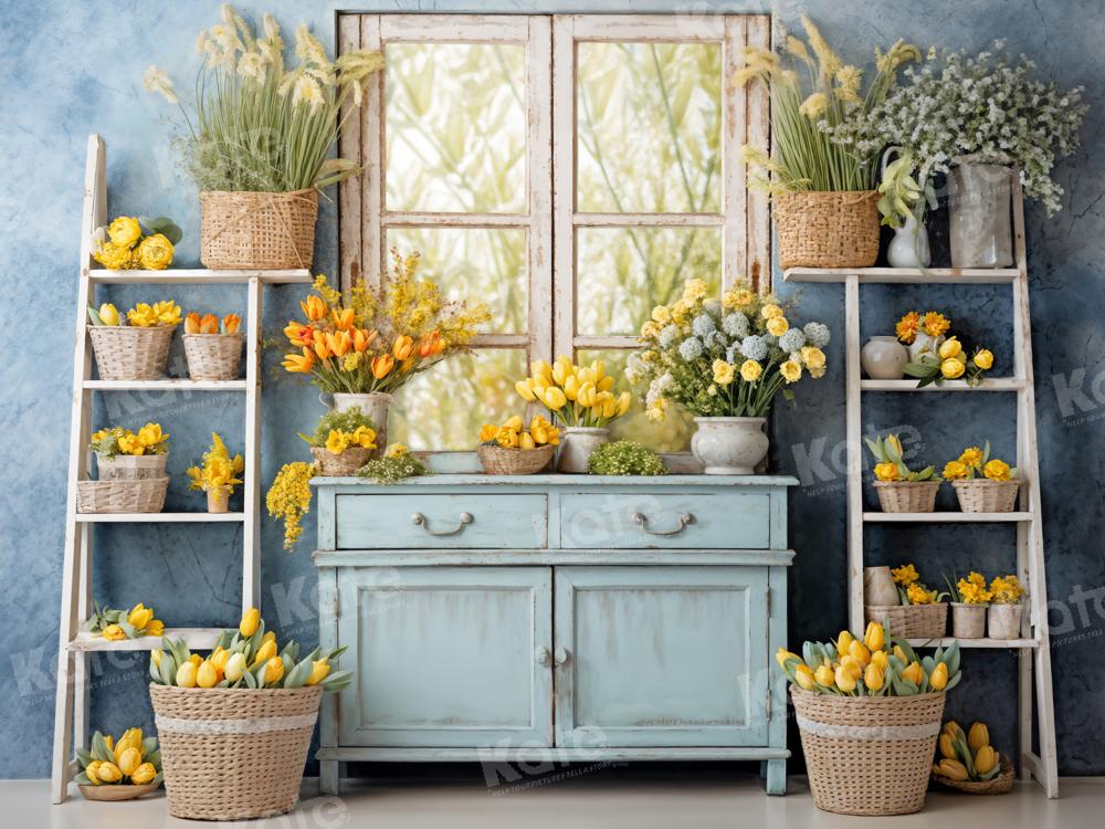 Kate Flowers Blue Room Window Backdrop Designed by Emetselch - Kate Backdrop AU